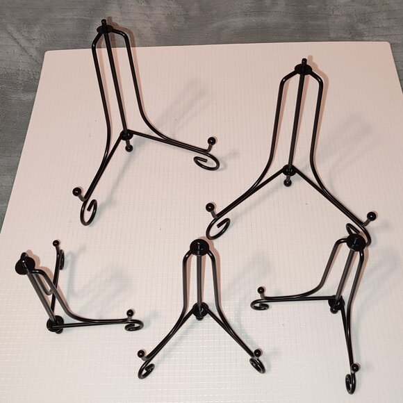 Lot 5 Pcs Iron Easels 3 small 2 medium Display stands art book plate holders - Picture 1 of 6